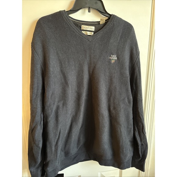 TEHAMA men's sweater v neck gray 100% combed cotton lined size L/G - Picture 1 of 6